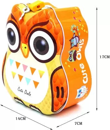 craftdev Mumbai branch Piggy Banks & Clocks Cute Owl Metal Piggy Bank - Tin Sheet Money Bank - Fun Savings for Kids - Assorted Colors (Pack of 1)