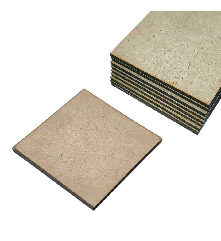 craftdev Mumbai branch Square MDF plate- 6  inches  3 mm Thickness (Pack of 1)
