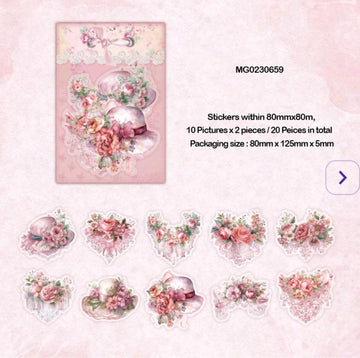 Pink Floral premium journaling stickers | Journaling and scrapbooking sticker |