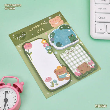 (Buy 1 get 1 Free) Kawaii pastel sticky notes for planning activities | 3 strips sticky notes pastel | Goal setting sticky notes