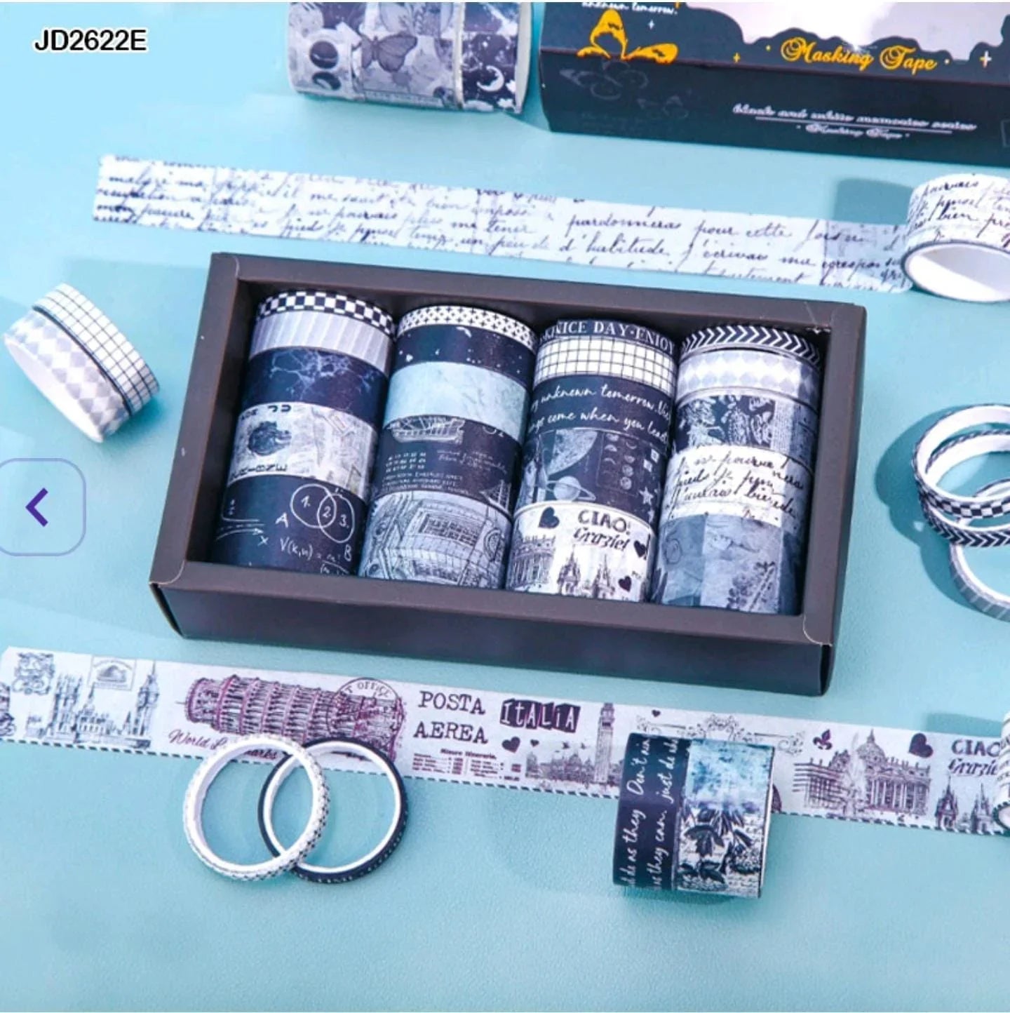 craftdev Mumbai branch Tapes & Adhesives JUMBO Premium high quality Black & white Washi tape  (pack of 20 tapes)