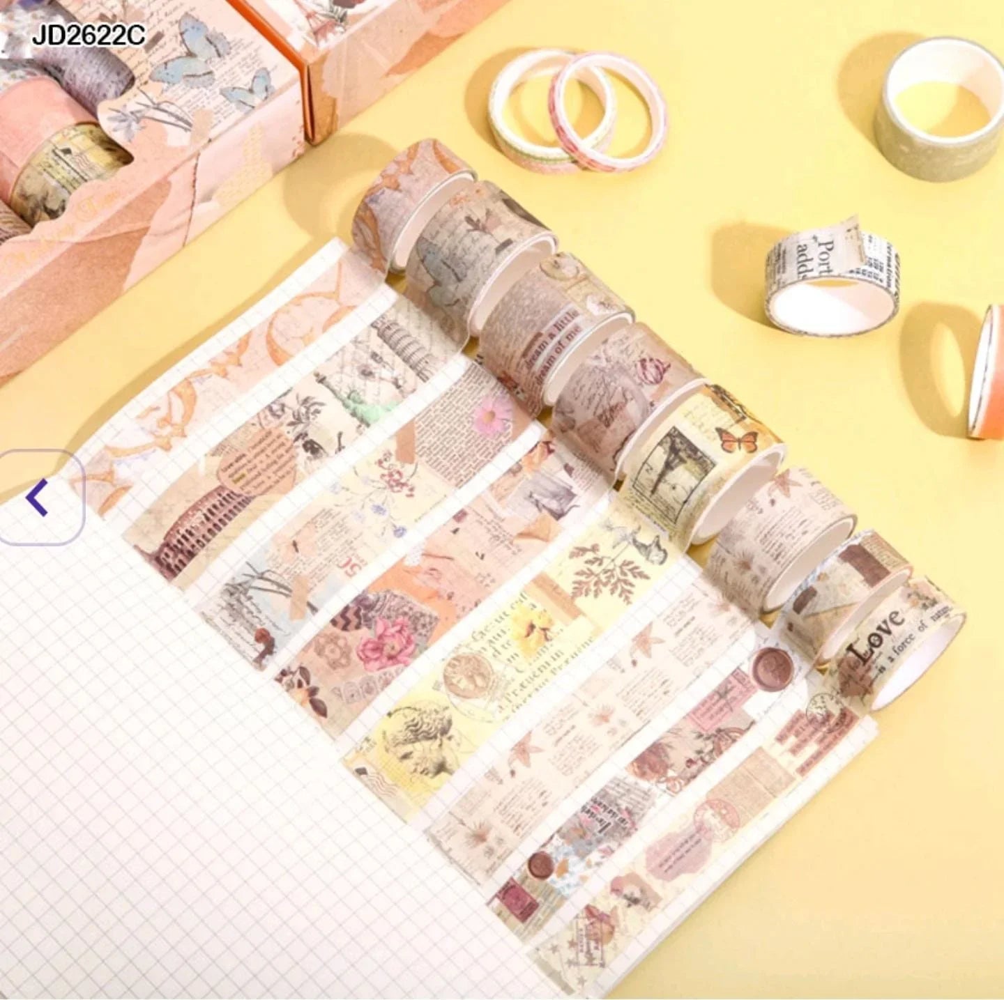 craftdev Mumbai branch Tapes & Adhesives JUMBO Premium high quality Vintage collection Washi tape  (pack of 20 tapes)