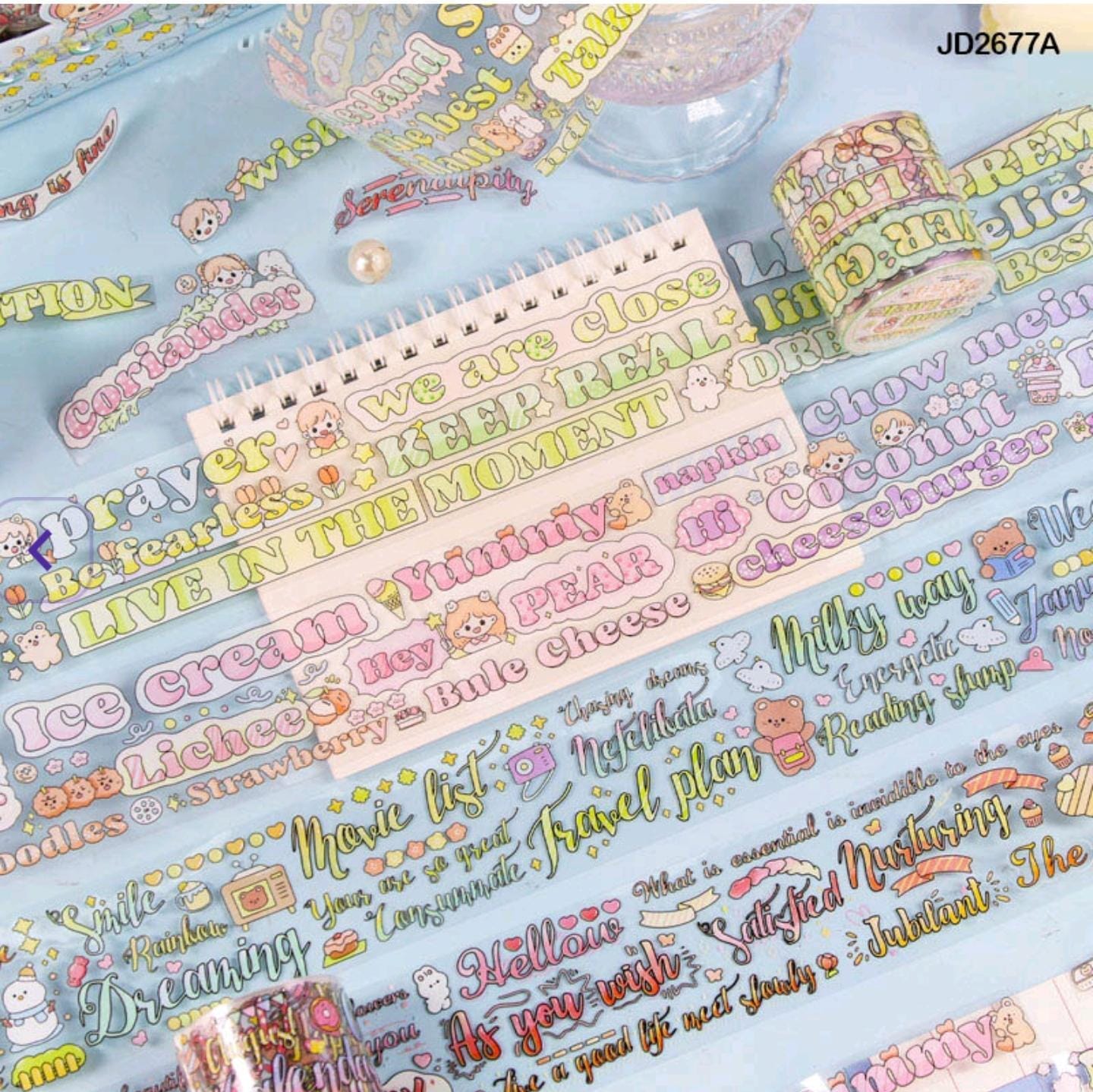 craftdev Mumbai branch Tapes & Adhesives Kawaii english words Washi tape  (pack of 1 tape)