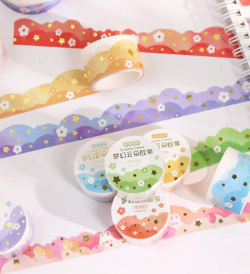 Pastel cloudy Washi tape  (pack of 3 tapes)