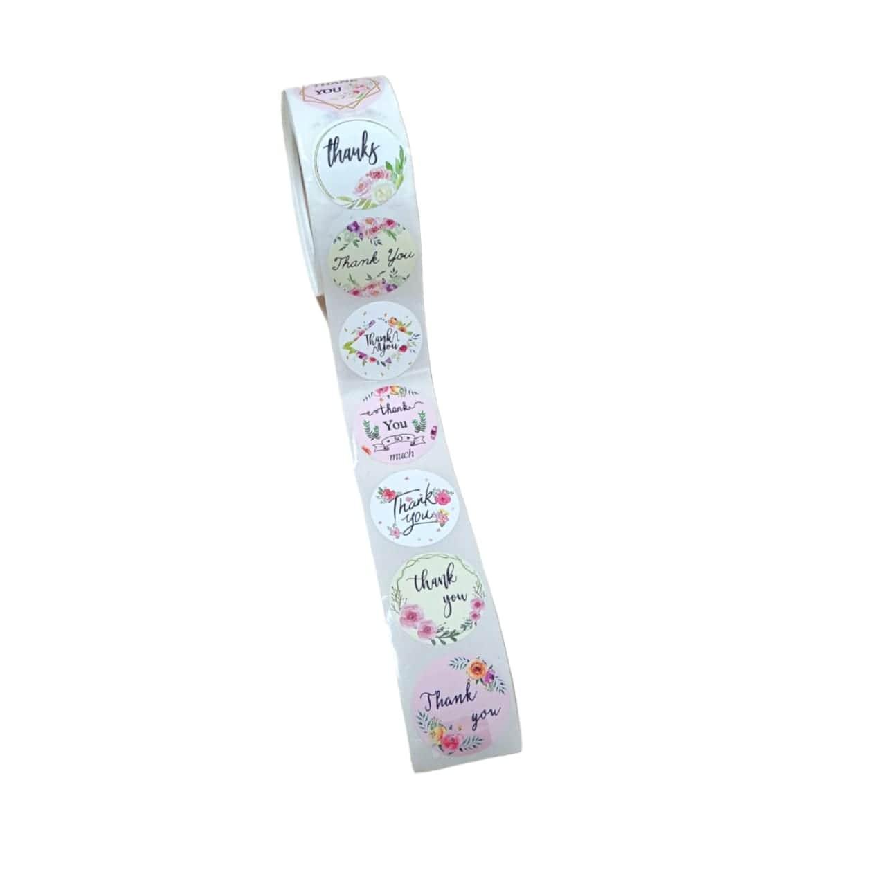craftdev Mumbai branch Thank you Sticker Tapes (JUMBO ROLL) Floral labels for Gifting and other art work(500 Labels) 1inch