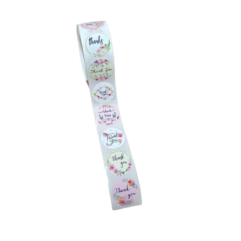 craftdev Mumbai branch Thank you Sticker Tapes (JUMBO ROLL) Floral labels for Gifting and other art work(500 Labels) 1inch