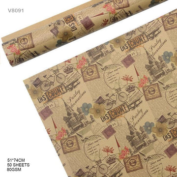 craftdev Mumbai branch Wrapping Papers Vintage Style Gift Wrapping Paper - Contain 1 Unit Sheet