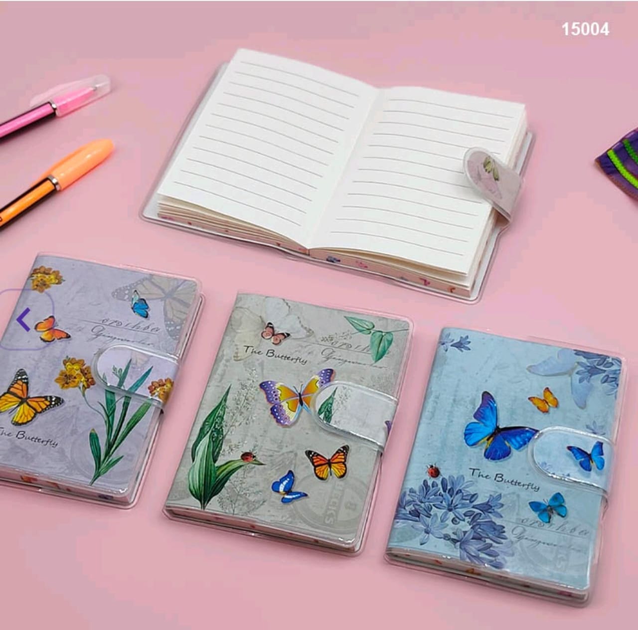 Craftdev Notebooks & Notepads Butterfly Themed Cute Mini Diary with Velcro Lock- A7 size (pack of 1)