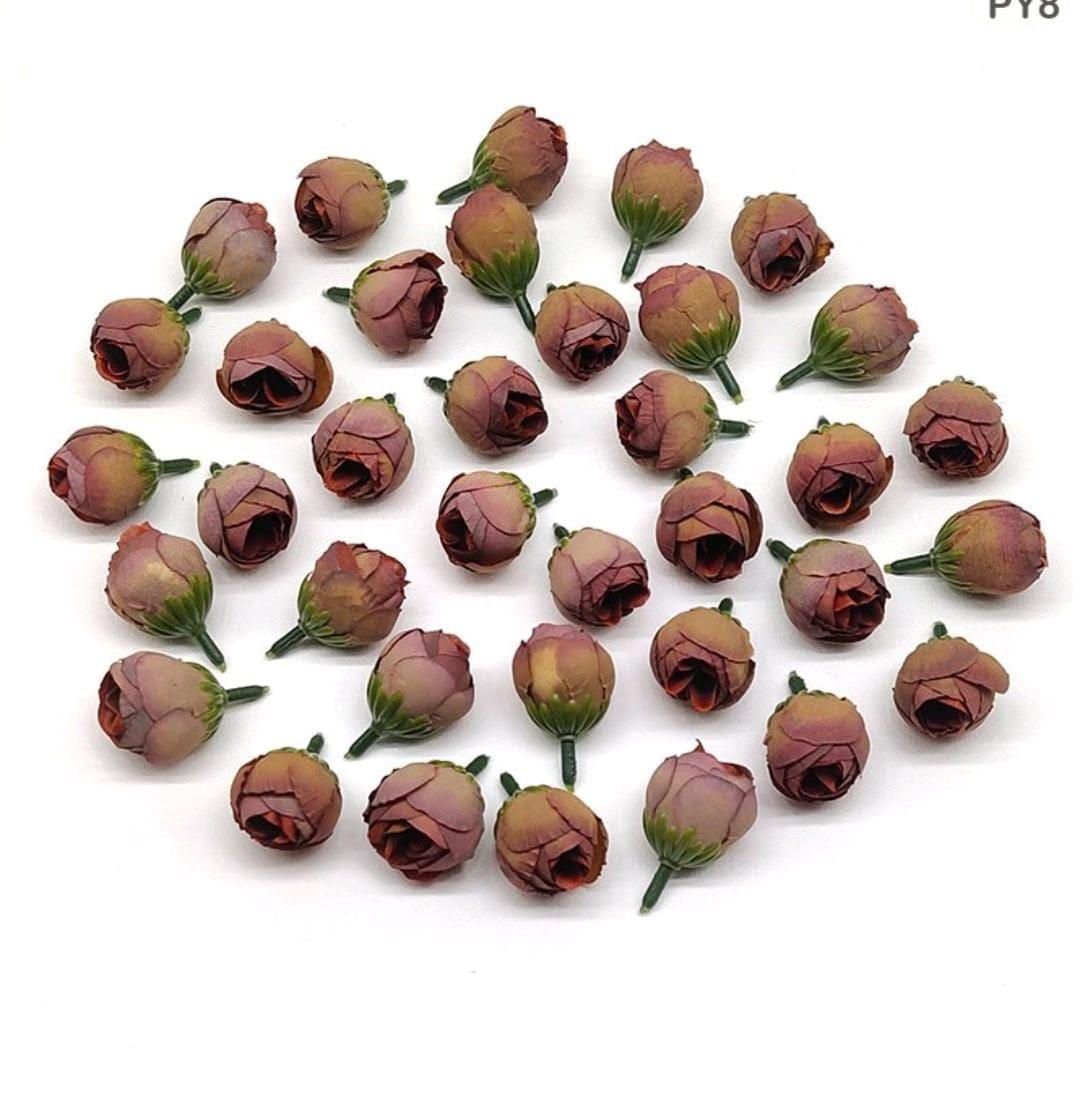 Craftdev Peony Combo Pack of 10 Flowers (Berry Brown)