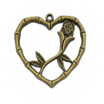 Heart Rose Pendant Copper for Jewelry & Resin Necklace - 42x38mm (Contain 1 Unit pc)