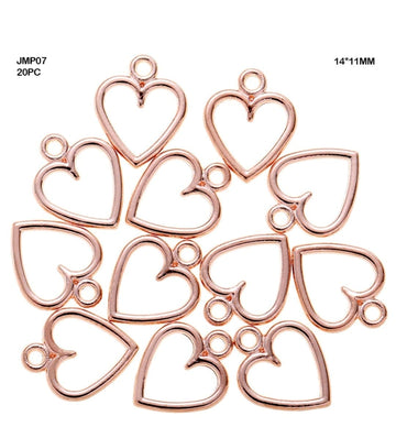 Craftdev Resin Art & Supplies Rose gold heart Pendant for Jewelry & Resin Necklace- (Pack of 2 pcs)