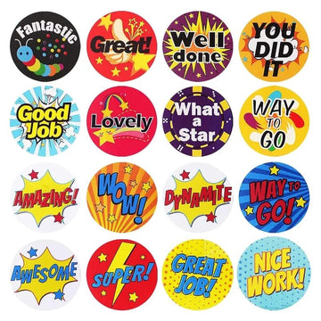 500Pcs/Roll Cartoon Reward Stickers - Cute Students Motivation Teacher Encouragement Sticker