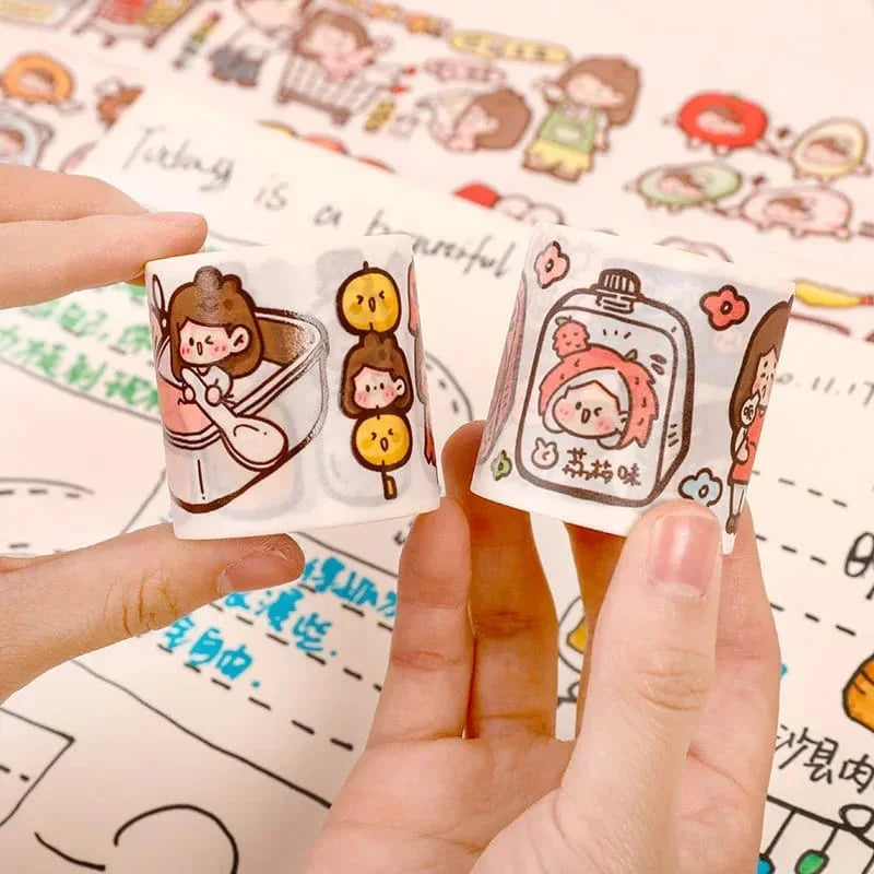craftdev Washi Tape Premium Kawaii Sticker Roll - 1 Roll of Adorable Journaling and Decorative Craft Stickers