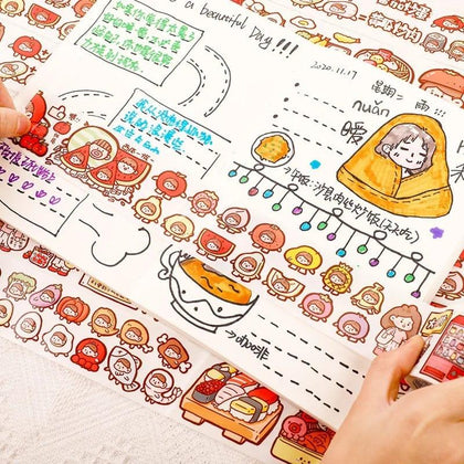 craftdev Washi Tape Premium Kawaii Sticker Roll - 1 Roll of Adorable Journaling and Decorative Craft Stickers