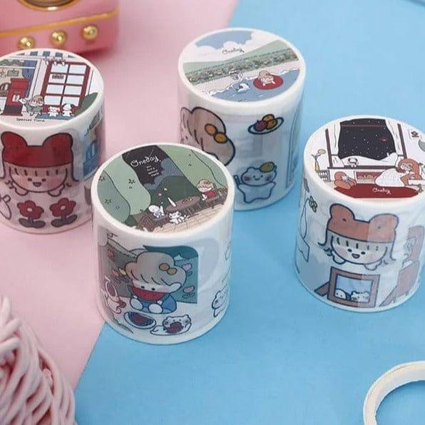craftdev Washi Tape Premium Kawaii Sticker Roll - 1 Roll of Adorable Journaling and Decorative Craft Stickers