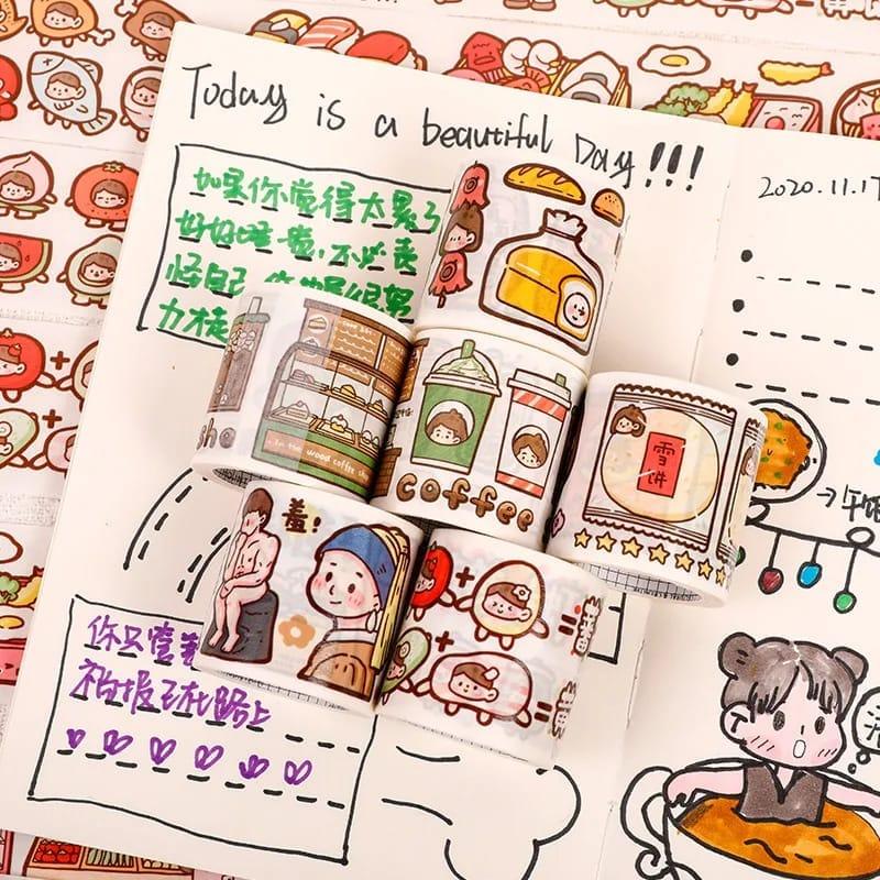 craftdev Washi Tape Premium Kawaii Sticker Roll - 1 Roll of Adorable Journaling and Decorative Craft Stickers