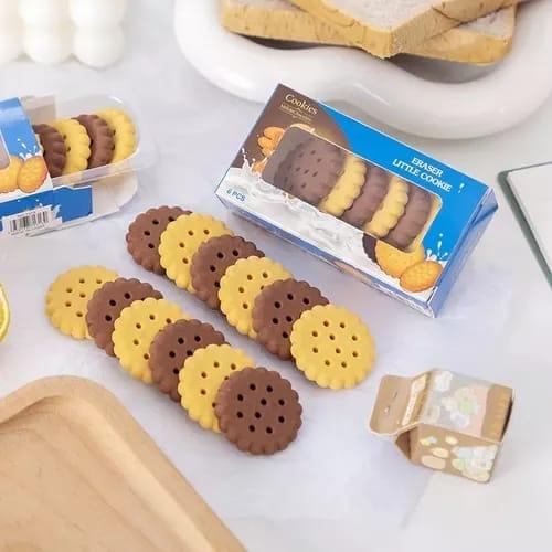 Cute Cookie packet of 6 Erasers - Pack of 1 packet for Return Gifting
