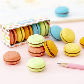 Cute macaron packet of 5 pastel Erasers - Pack of 1 packet for Return Gifting