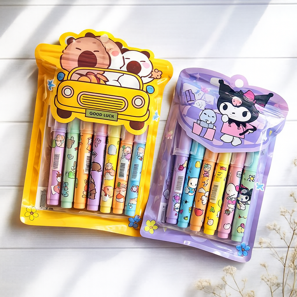 Premium Cartoon Pastel Highlighter l Pack of 6 Markers l Return gift