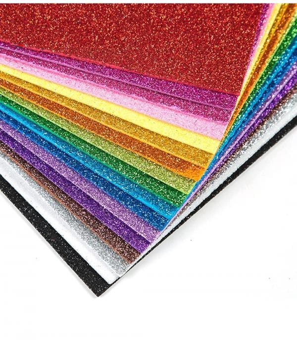 jags-mumbai Scrapbooking & Designed Papers A4 Glitter Foam Sheet Multi 10 Sheets 00196-MIX