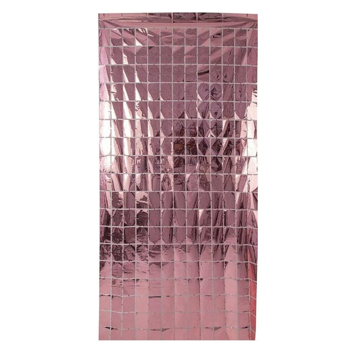 Metallic rose pink  Foil Curtains for Decoration- Fringe backdrop curtains (6X3FT)