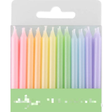 Eva party shop Birthday Supplies Pastel Color Birthday Candle Pack of 12 with pastel candle stand- Add Elegance to Your Celebration