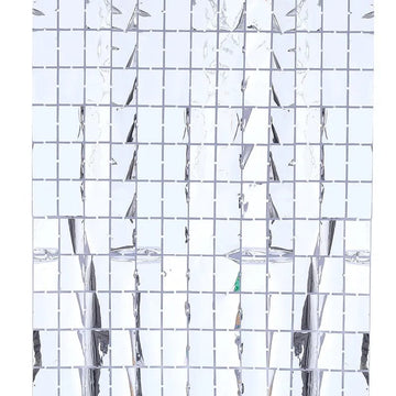 Silver Foil Curtains for Decoration- Fringe backdrop curtains (6X3FT)