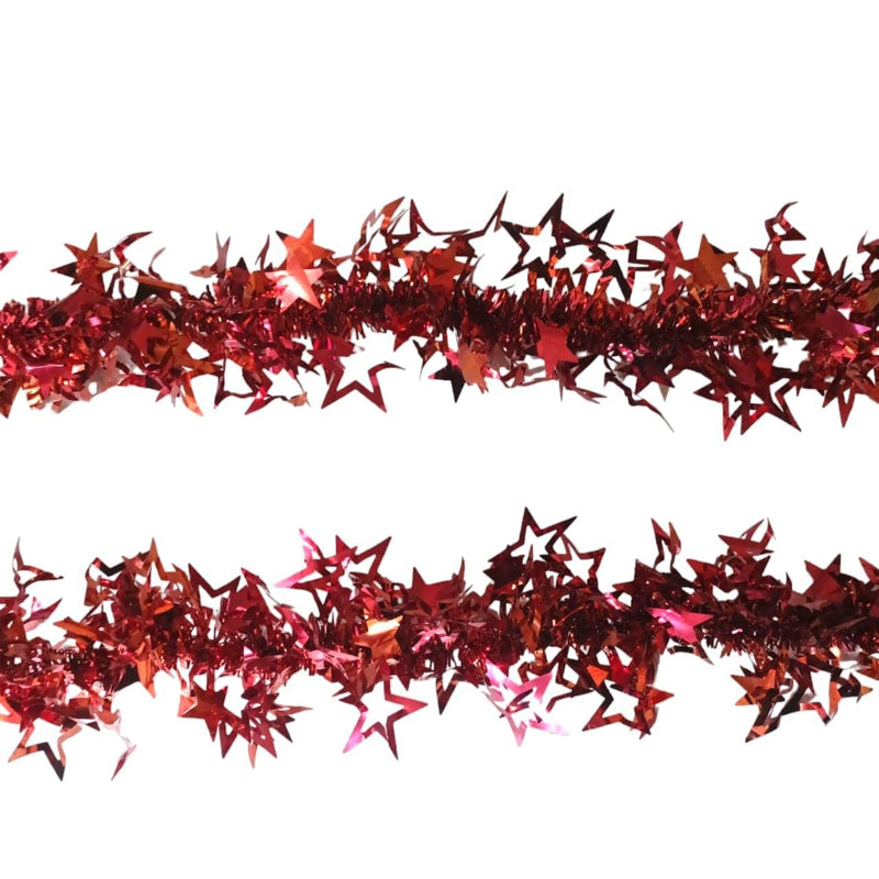 Eva party shop Decoration Red Christmas Garland Tinsel Stars - Sparkling Holiday Decoration for Festive Ambiance (pack of 1)