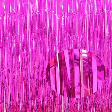 Pink Metallic Foil Curtains for Decoration - Fringe Backdrop Curtains (6x3FT)