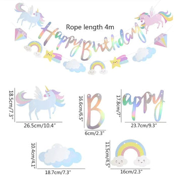 Unicorn Happy Birthday Banner with Unicorn Hanging Props - Make Your Birthday Magical