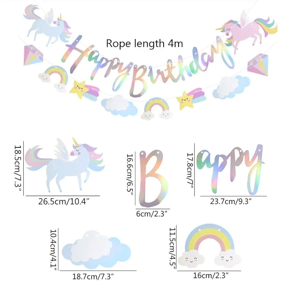 Eva party shop Decoration Supplies Unicorn Happy Birthday Banner with Unicorn Hanging Props - Make Your Birthday Magical