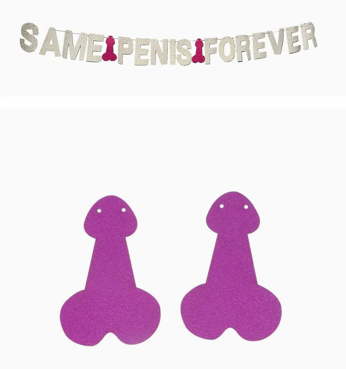 Eva party shop Glitterr 'SAME PENIS FOREVER' Banner for Bachelorette Party"