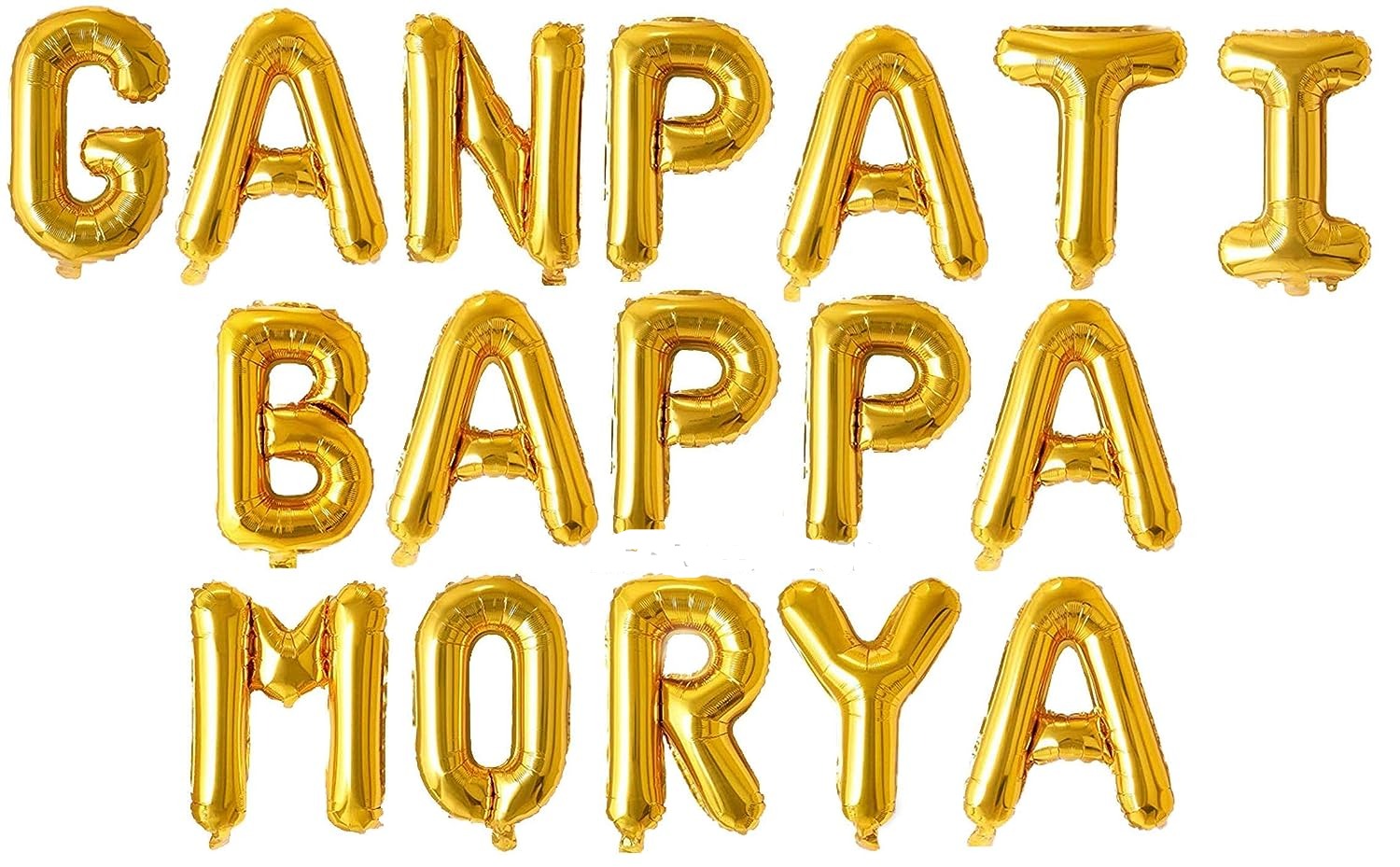 Eva party shop Golden 'GANPATI BAPPA MORYA' Foil Paper Banner - Celebrate Ganpati Festival in Style