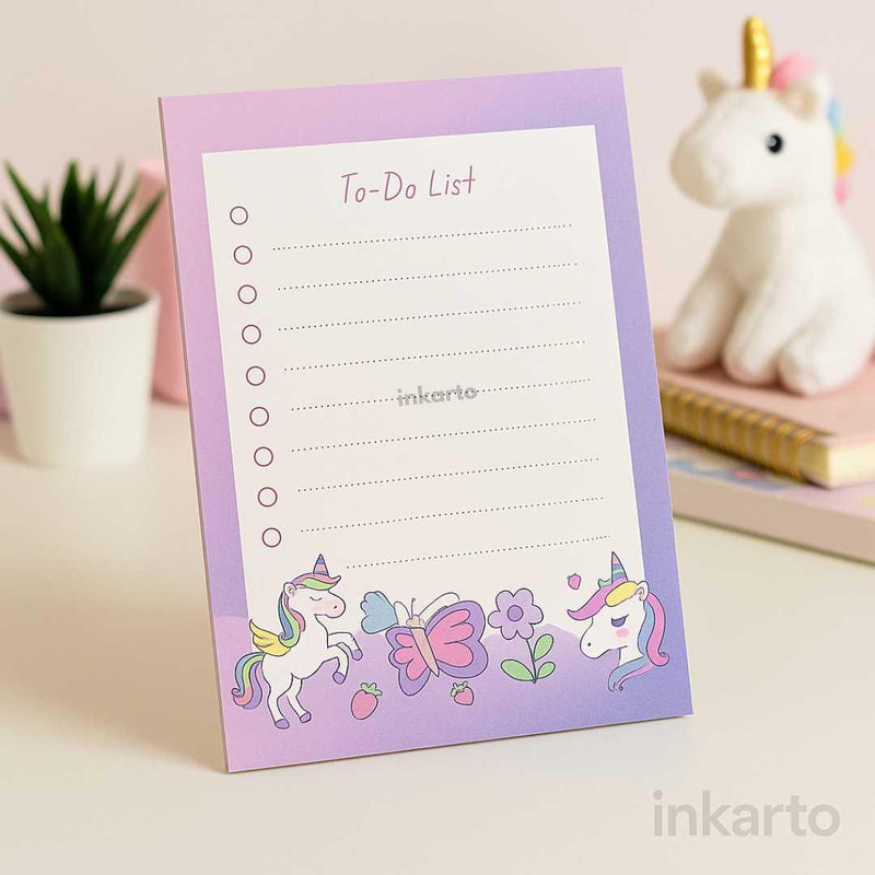 Unicorn Daily To-Do Planner | Cute Notepad for Tasks & Notes 14X21 CM l Pack of 1 (50 sheet)
