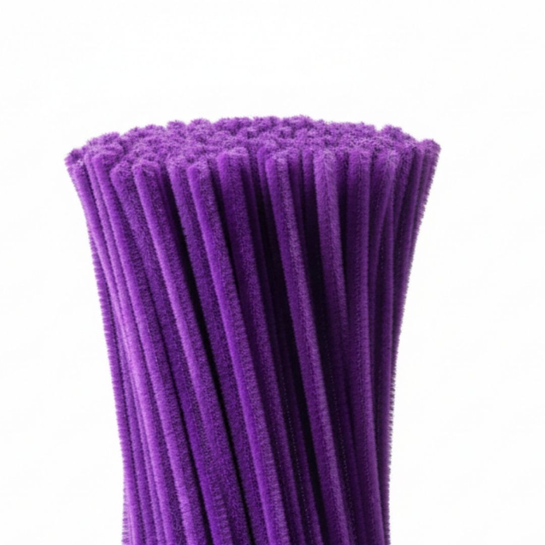 Plum (Dark purple)  Plain Pipe Cleaner for Craft and Bouquet l Pack of 100Pc