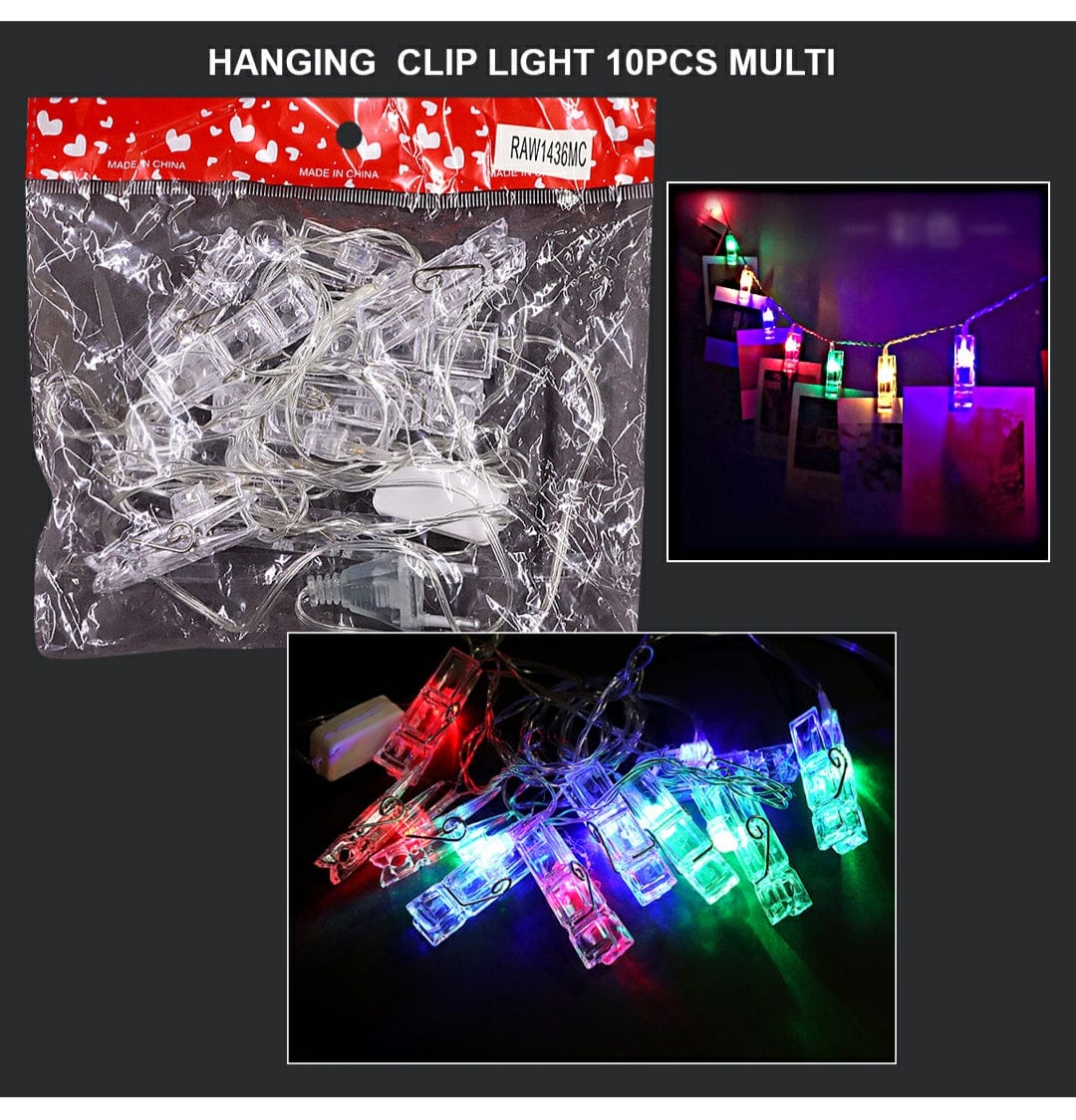 Hanging Clip Light 10Pcs Multi With Plug Raw1436Mcpl