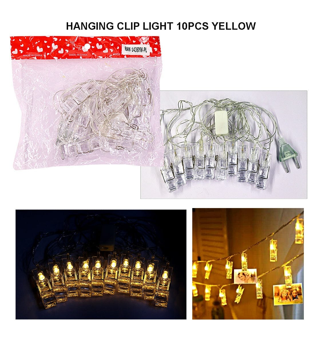 Hanging Clip Light 10Pcs Yellow Raw1436-Yw