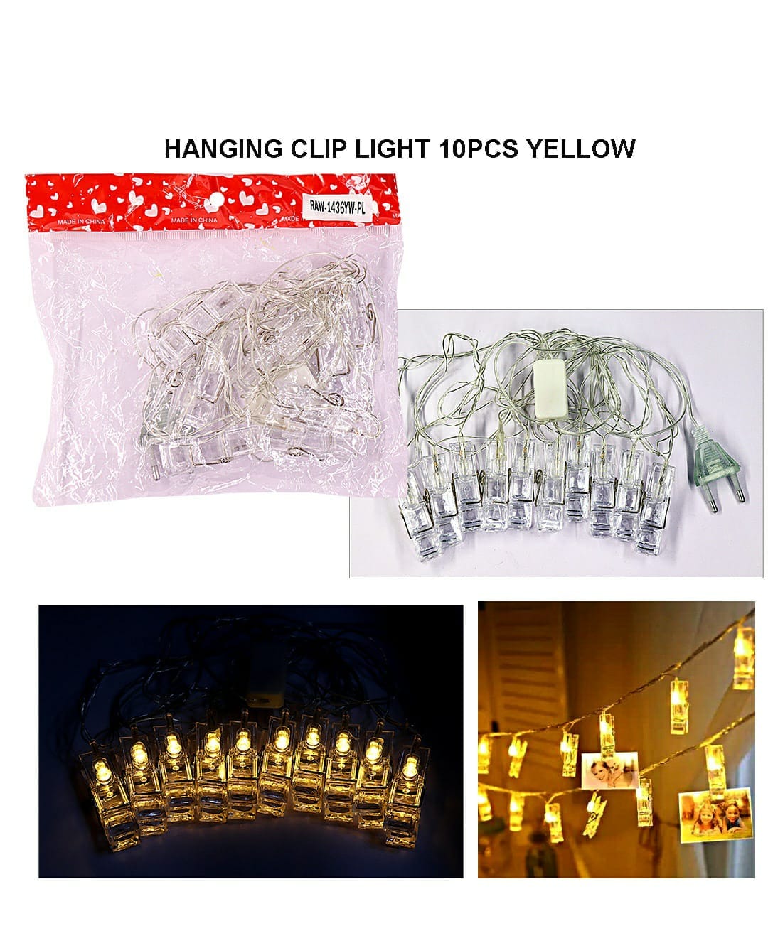 Hanging Clip Light 10Pcs Yellow With Plug Raw1436Ywpl