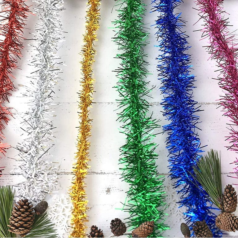 Inkarto 6 Feet Christmas Foil Tinsel Garland Decoration, for Holiday Tree Wall Rail Home Office Event