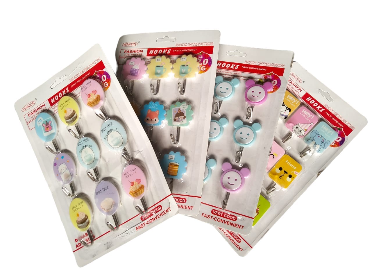 Cartoon Wall Hook for Multiple Surfaces - 2.0kg Capacity (Pack of 9)