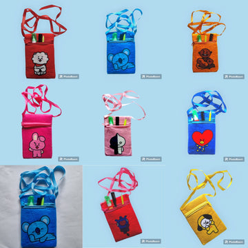 Bt21 furr pouch for kids Return gifts | Fur  Pencil Case Pouch for Kids for kids | Contain 1 Unit