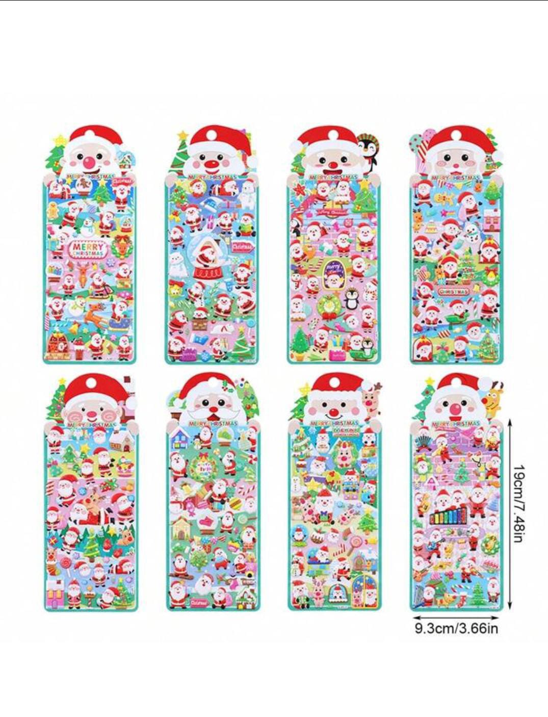 Inkarto Christmas 3D Three-Dimensional Sticker Set - Santa Claus, Christmas Tree, Gift Box, Snowman, Party Decoration for Cups, Mobiles, and Stationery