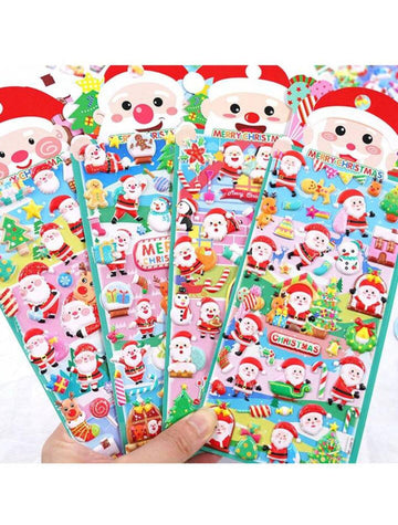 Christmas 3D Three-Dimensional Sticker Set - Santa Claus, Christmas Tree, Gift Box, Snowman, Party Decoration for Cups, Mobiles, and Stationery (Contain 1 Unit)