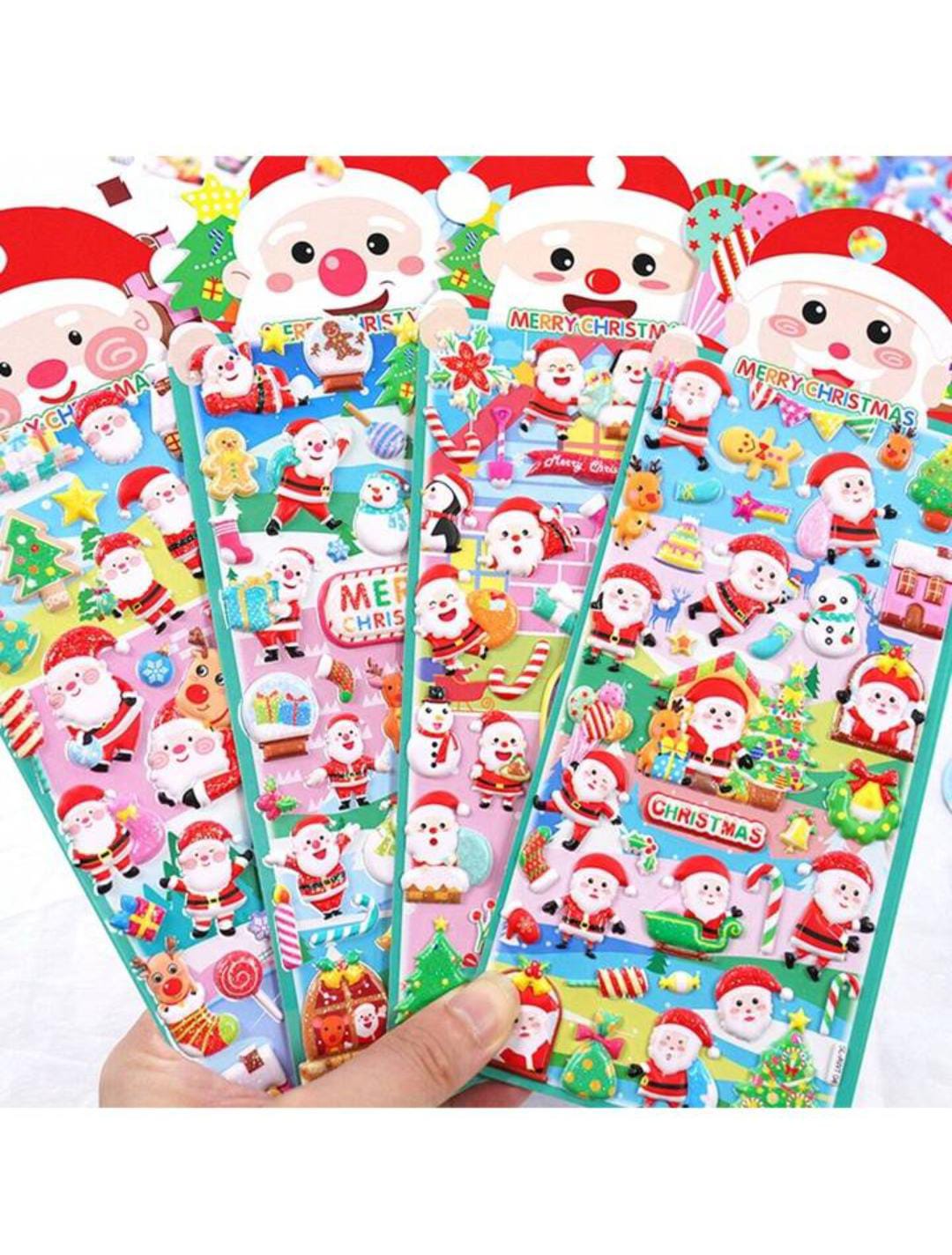 Bright International Decorative Stickers Christmas 3D Three-Dimensional Sticker Set - Santa Claus, Christmas Tree, Gift Box, Snowman, Party Decoration for Cups, Mobiles, and Stationery (Pack of 1)