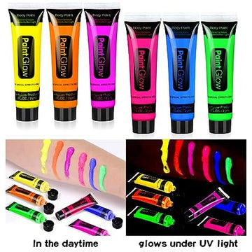 Inkarto Colors & So much! 25 ml - Glow in the Dark Water Washable Neon Makeup Tubes -  | Stand Out with Vibrant, Luminescent Colors I mandala neon paint