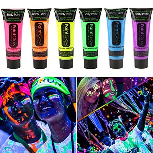Inkarto Colors & So much! Glow in the dark water washable neon makeup tubes -14.2 ml