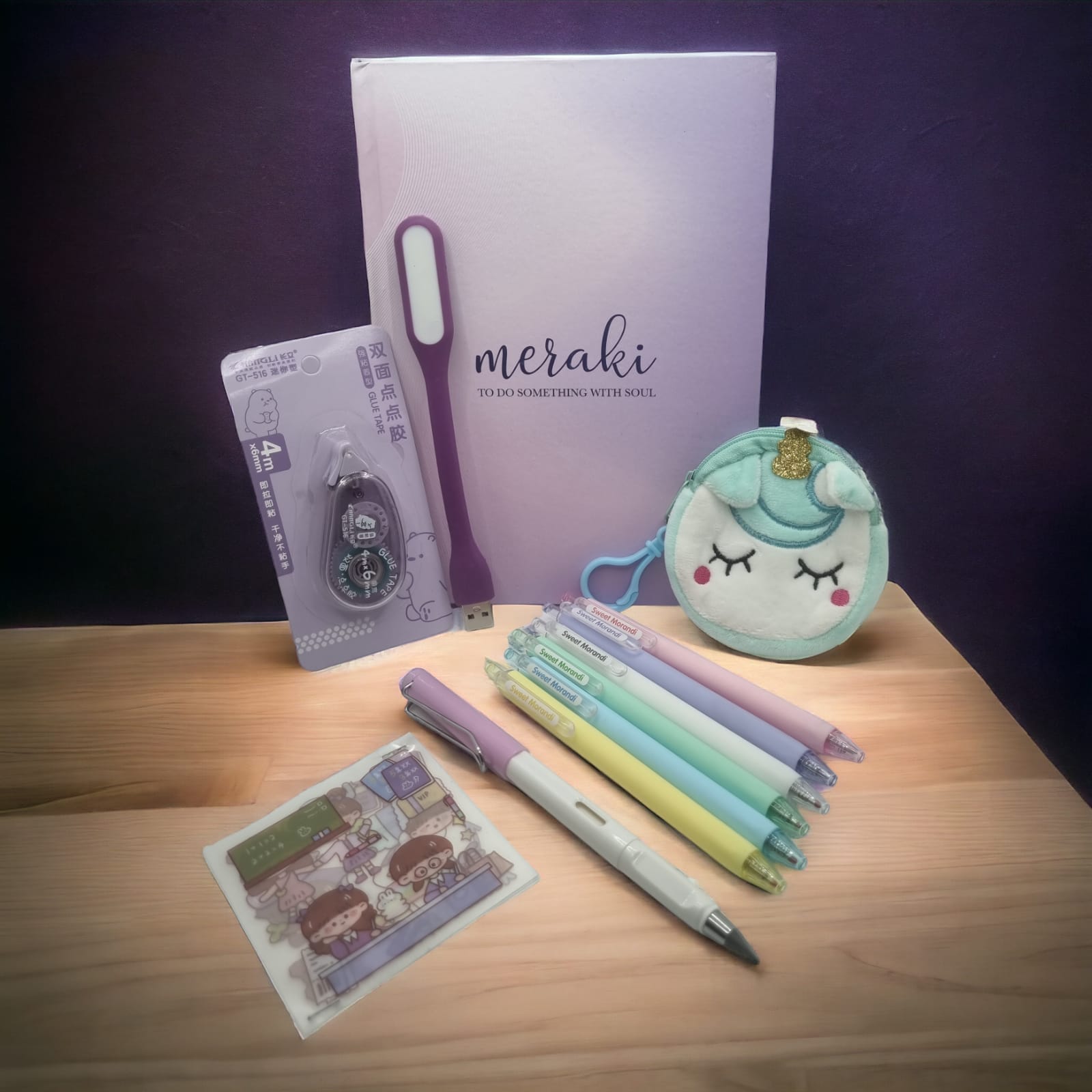 Inkarto Cute Fancy Pens Pastel Stationery Combo: Affordable A5 Diary, Unicorn Wallet, Gel Pens & More