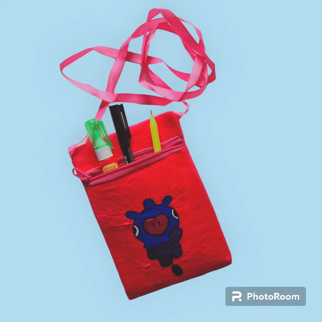 Inkarto Dark Pink Bt21 Bts furr pouch for kids Return gifts | Fur Pencil Pouch for kids | Pack of 1