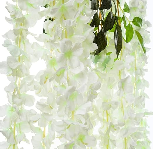 Inkarto Decoration Supplies white Wisteria Artificial Flower Hanging, Wedding, Decoration ( pack of 1 )