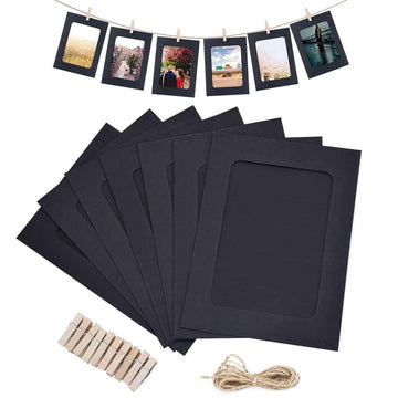Inkarto Get Creative with DIY Kraft Paper Photo Frames - 10 PCS Set with Clips and Twine (black)